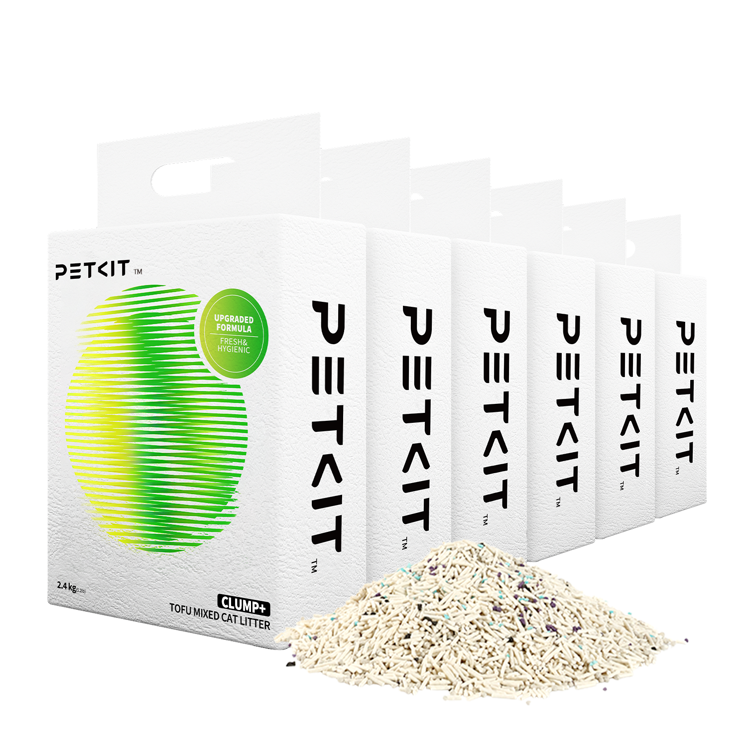 Clump+ Tofu Mixed Cat Litter 6 bags showing natural granule appearance and texture