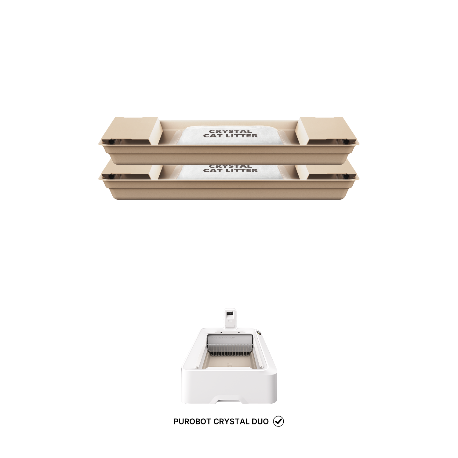crystal cat litter and liter tray, which are compatible with PETKIT Purobot Crystal Duo automatic litter box.