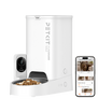 PETKIT YumShare Solo with camera automatic cat feeder shown with mobile app interface for remote feeding control